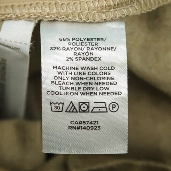 Loft Size Large Tall LT Tan Beige Button Zip Stretch Waist Straight Leg Pants - Picture 4 of 5